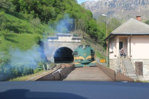 Sitting in trailer on 'car train'