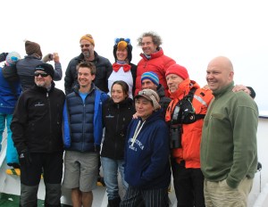 Aurora Team Back L to R Alisdair, Liz (penguin outfit) Judd Front L to R Martin, John, Birgitta, Diego behind Heather, Peter