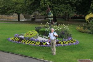 This statue of rugby player in Bath's beautiful gardens has been created entirely out of small plants. David in contrast is all human parts